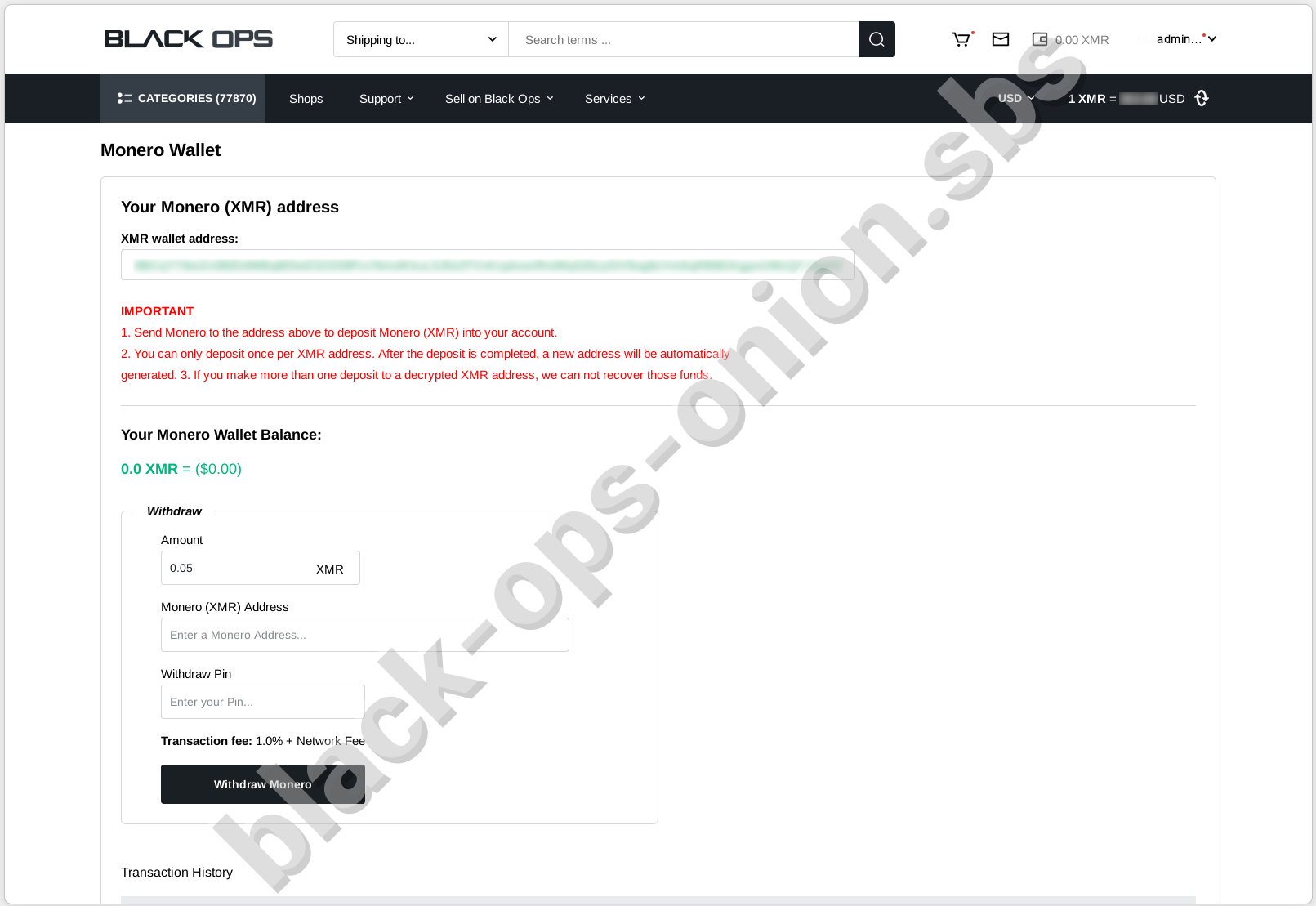 Blackops Monero wallet